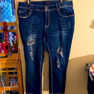 Ashley Stewart distressed crop jeans